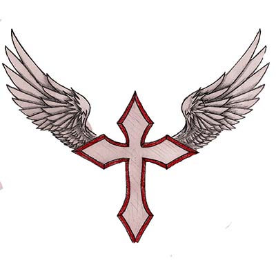 Religious with crosses and wings designs Fake Temporary Water Transfer Tattoo Stickers NO.10594